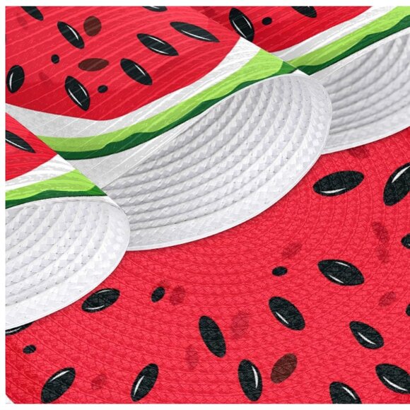 DXTKWL Watermelon Slice Round Woven Braided Set of 4 PLACEMATS - Picture 4 of 7